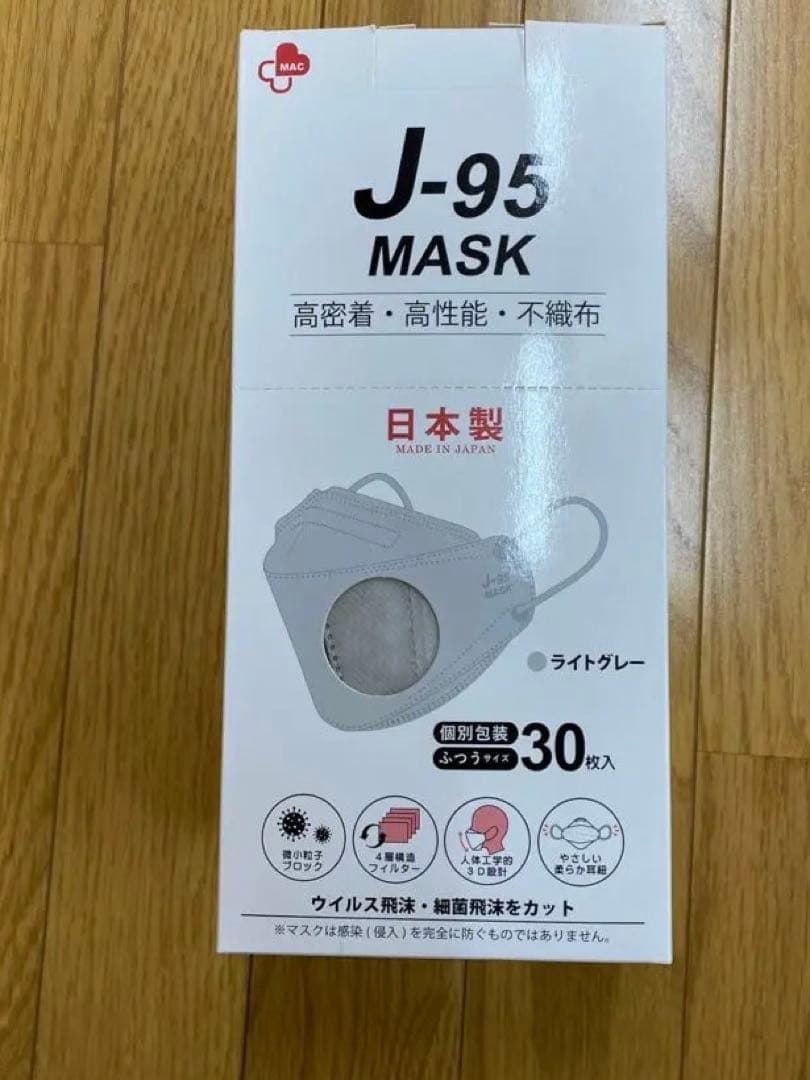 新品未使用　J-95 マスク　ライトグレー　普通サイズ　30箱セット mask
