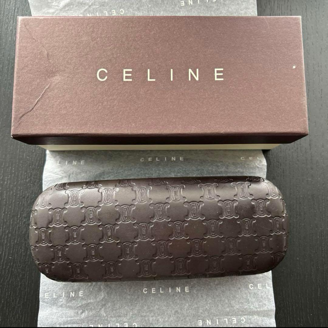 ⭐︎専用⭐︎ セリーヌ　眼鏡ケース　レザー　マカダム柄 トリオンフ　ダークブラウン
