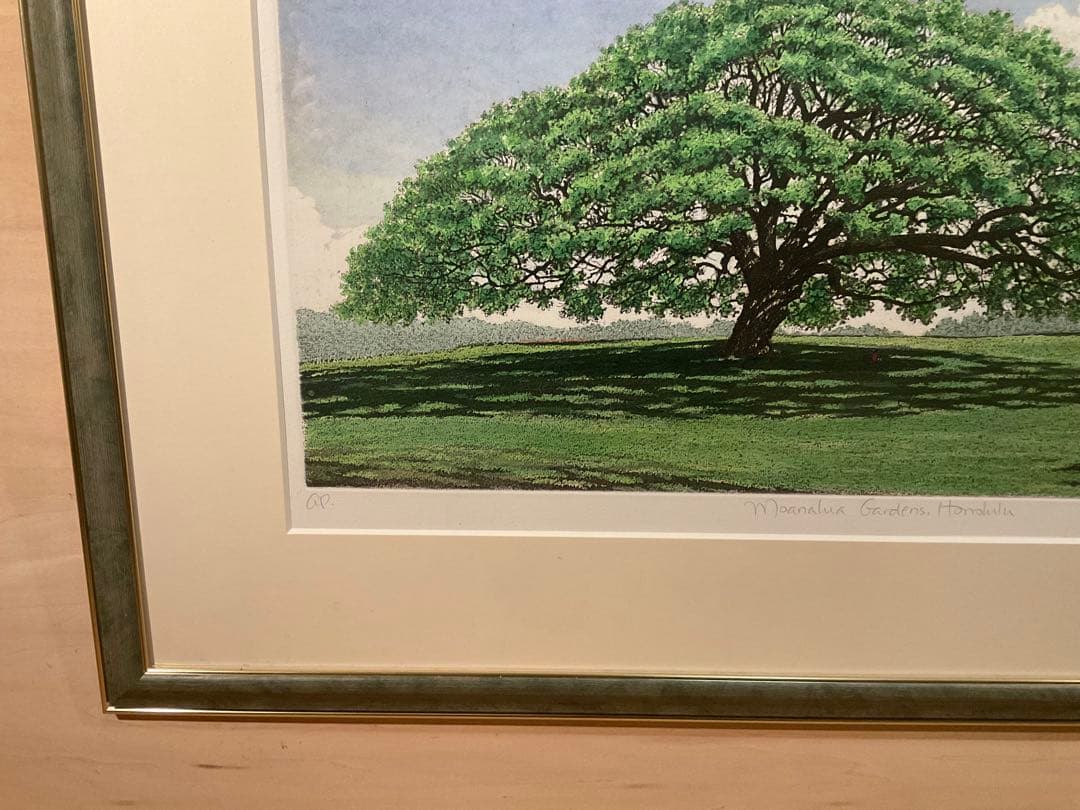 キャロルコレット「MOANALUA GARDEN 」銅版画＋手彩色 直筆サイン有