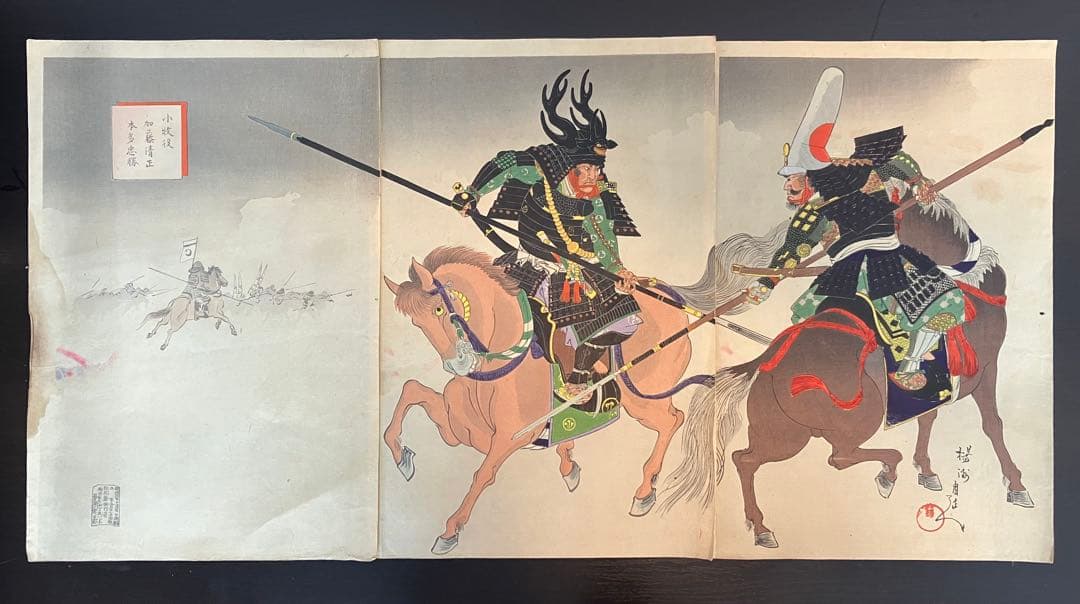 木版画　楊洲周延【小牧役 加藤清正 本多忠勝】浮世絵　小牧 長久手の戦い 小牧 長久手の戦い浮世絵／ホームメイト