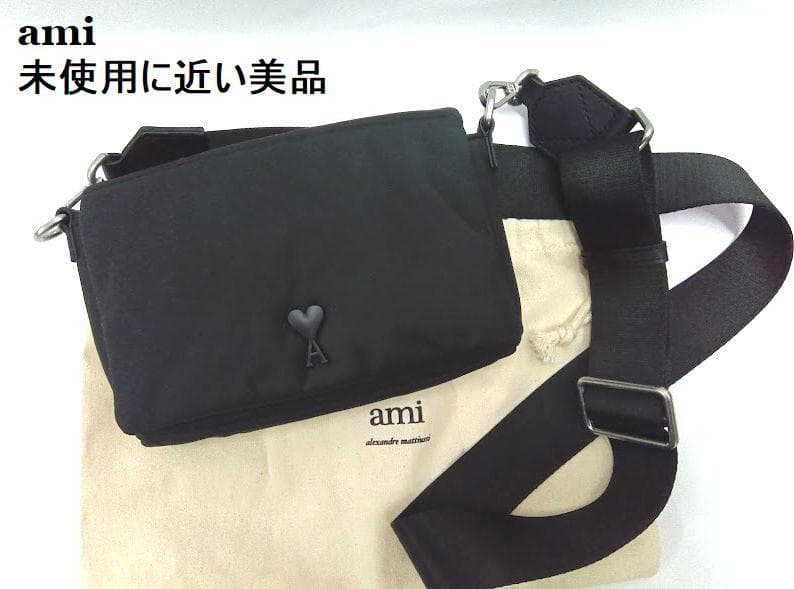 未使用に近い美品★AMI /アミ ◎クロスボディバッグ　黒 楽天市場】アミパリス AMI PARIS ナイロンキャンバス クロスボディ