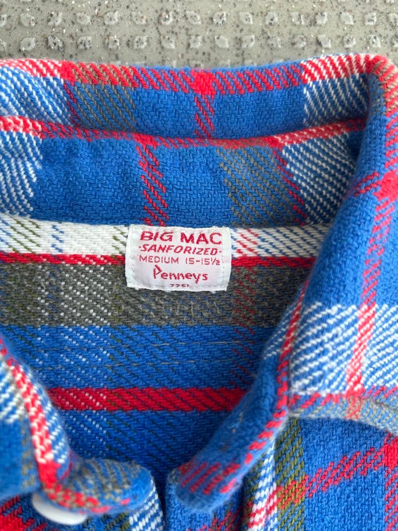 60s BIGMAC ネルシャツ bigmac penneys 青 赤 好配色