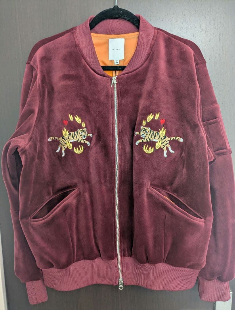 rehacer スカジャン MA-1 ジャケット M ワイン レアセル ベロア - メルカリ