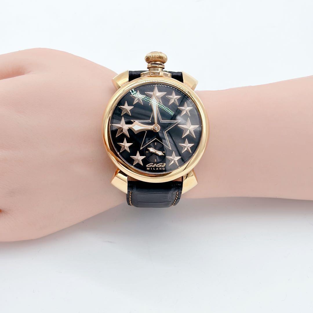 希少 GaGaMILANO MANUALE 稼働 手巻き スモセコ 星形 48