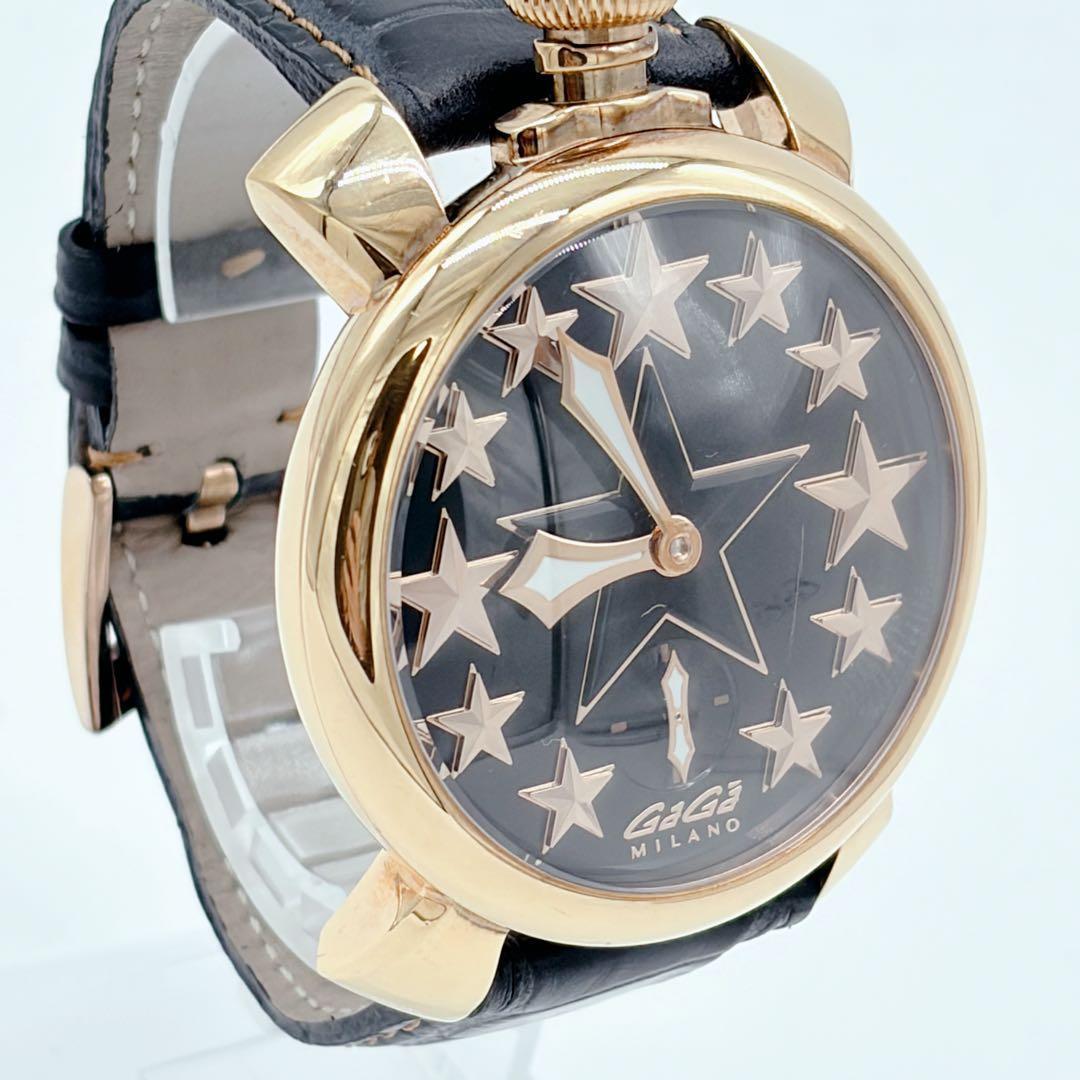 希少 GaGaMILANO MANUALE 稼働 手巻き スモセコ 星形 48