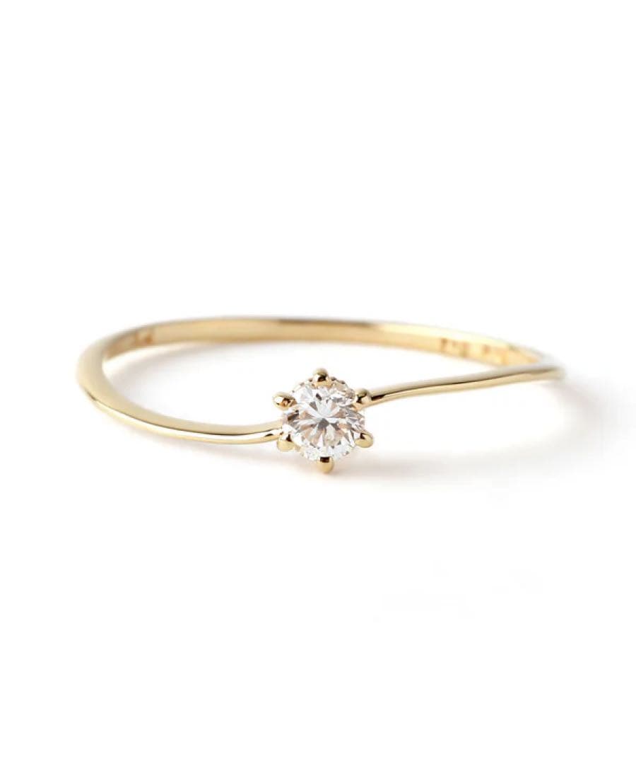 最終値下げSIENA ROSE シエナロゼ　ひねりラインの一粒ダイヤリング　7号