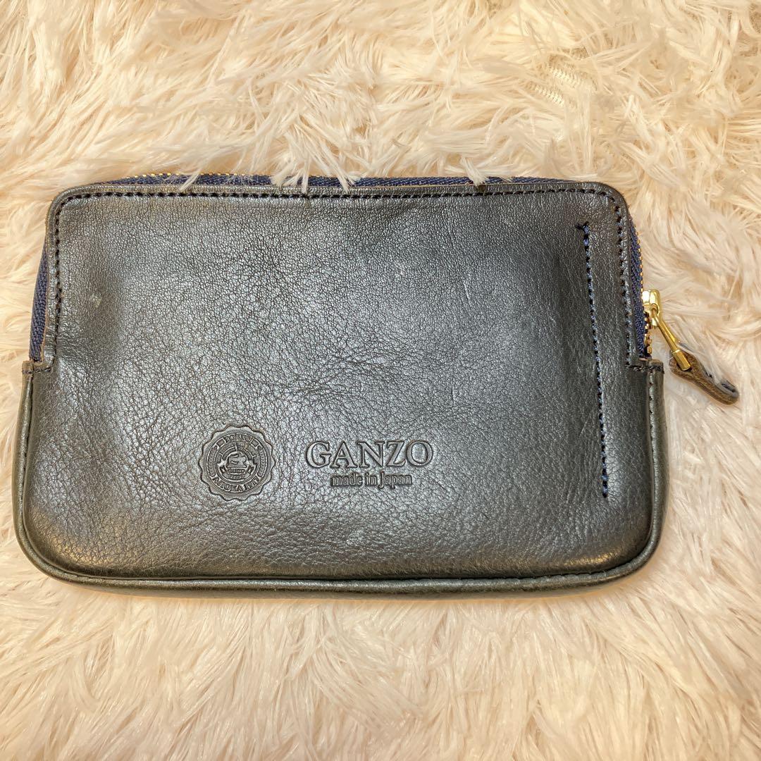 【美品】GANZO ガンゾ サケット2 ウォレットポーチ　ダークブルー レザー