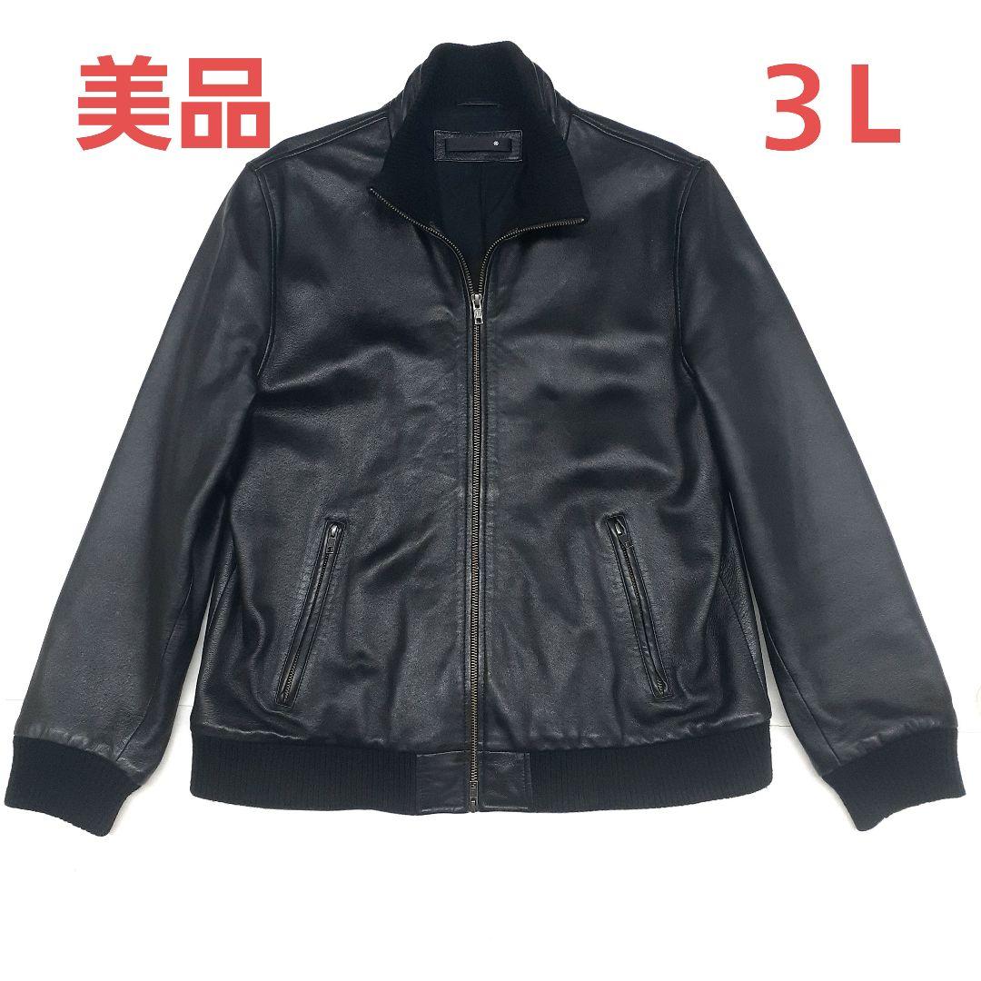 希少３Lサイズ 美品 リューグーレザーズ シングルライダースジャケット 黒