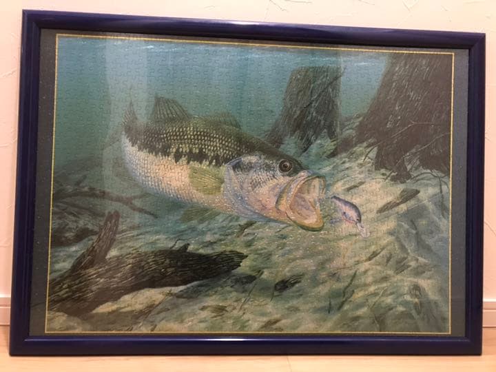 ブラックバス 1000ピースパズル 完成品額入り 1000ピース ジグソーパズル 黒 チャレンジ 空白パズル（70x50cm