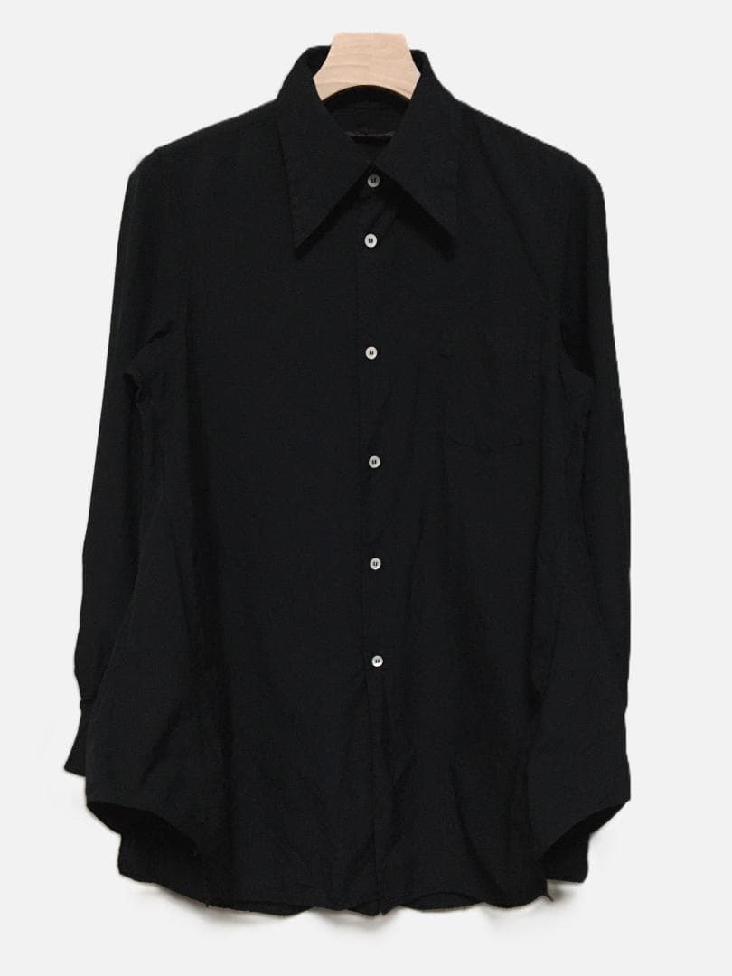 【稀少・美品】コムデギャルソン／ポリ縮絨シャツ 変形／S／ブラック 黒