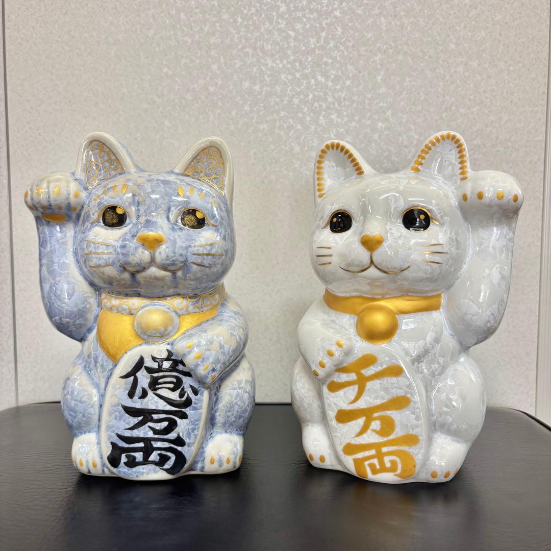 陶あん　花結晶招き猫 楽天市場】京焼 清水焼 陶あん 花結晶 招き猫(大サイズ） 桃白 招福