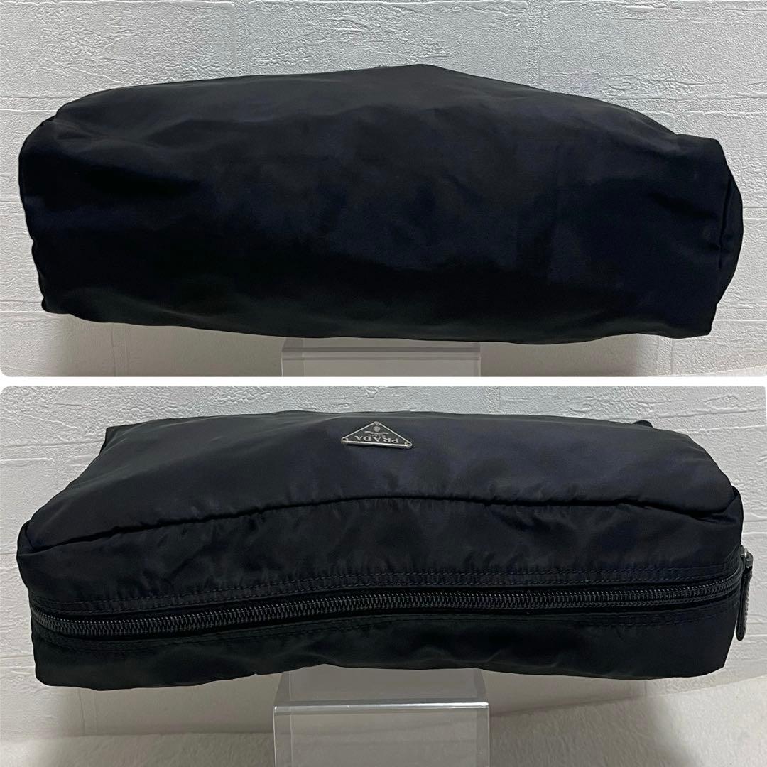 美品✨PRADA プラダ 三角ロゴ ナイロンビッグポーチ クラッチバッグ 黒