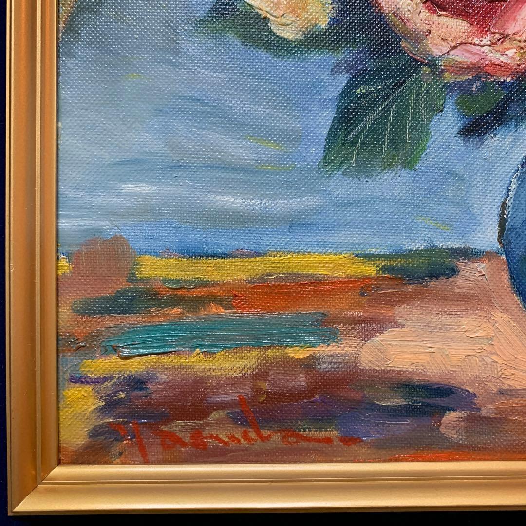 絵画 額装 油彩肉筆画 F6 サイン有り 薔薇 - メルカリ