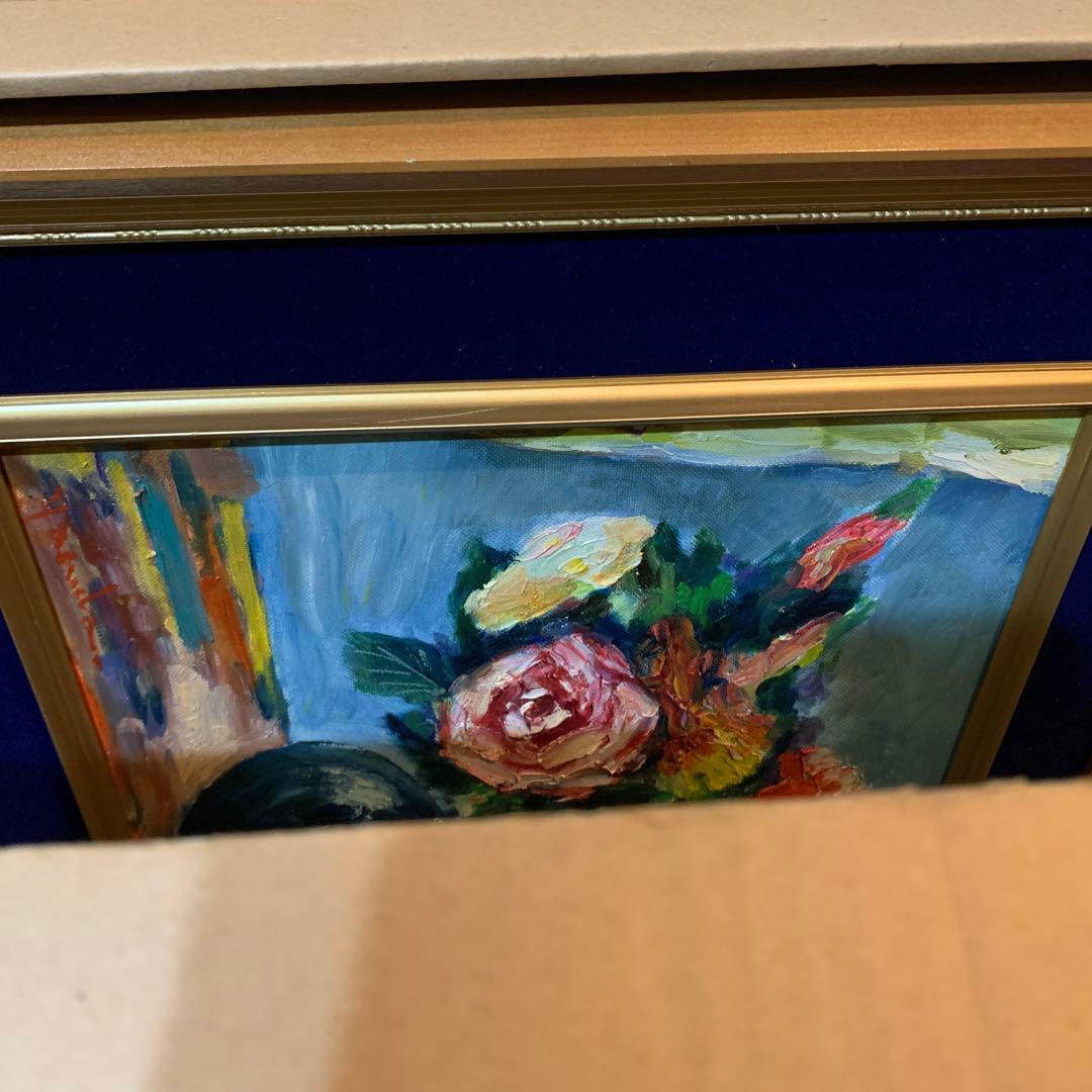絵画 額装 油彩肉筆画 F6 サイン有り 薔薇 - メルカリ
