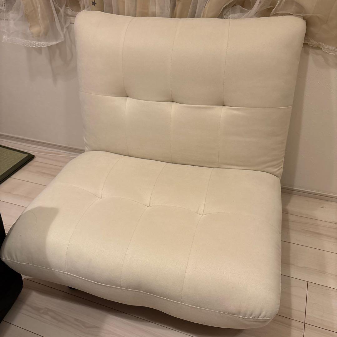 【つくね】アイボリー1人がけソファ+オットマン