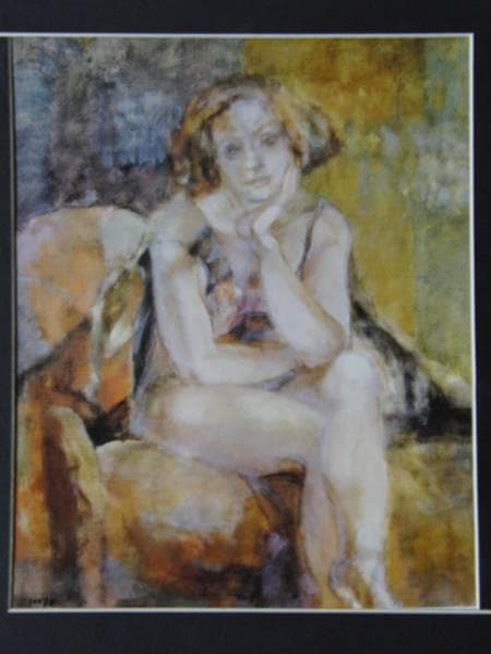 松島 治基、女、高級希少画集画、版上サイン入 新品額付