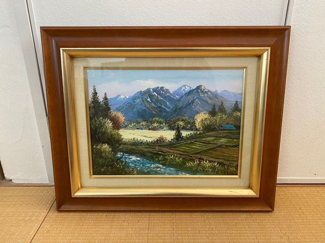 水口新一 絵画 油彩画 F4号 風景画 愛知 在銘 日画会員 インテリア