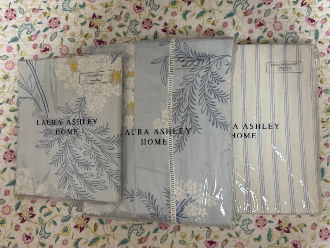 LAURA ASHLEY シングル デュペカバー、フイッテッドシーツ、ピロケース