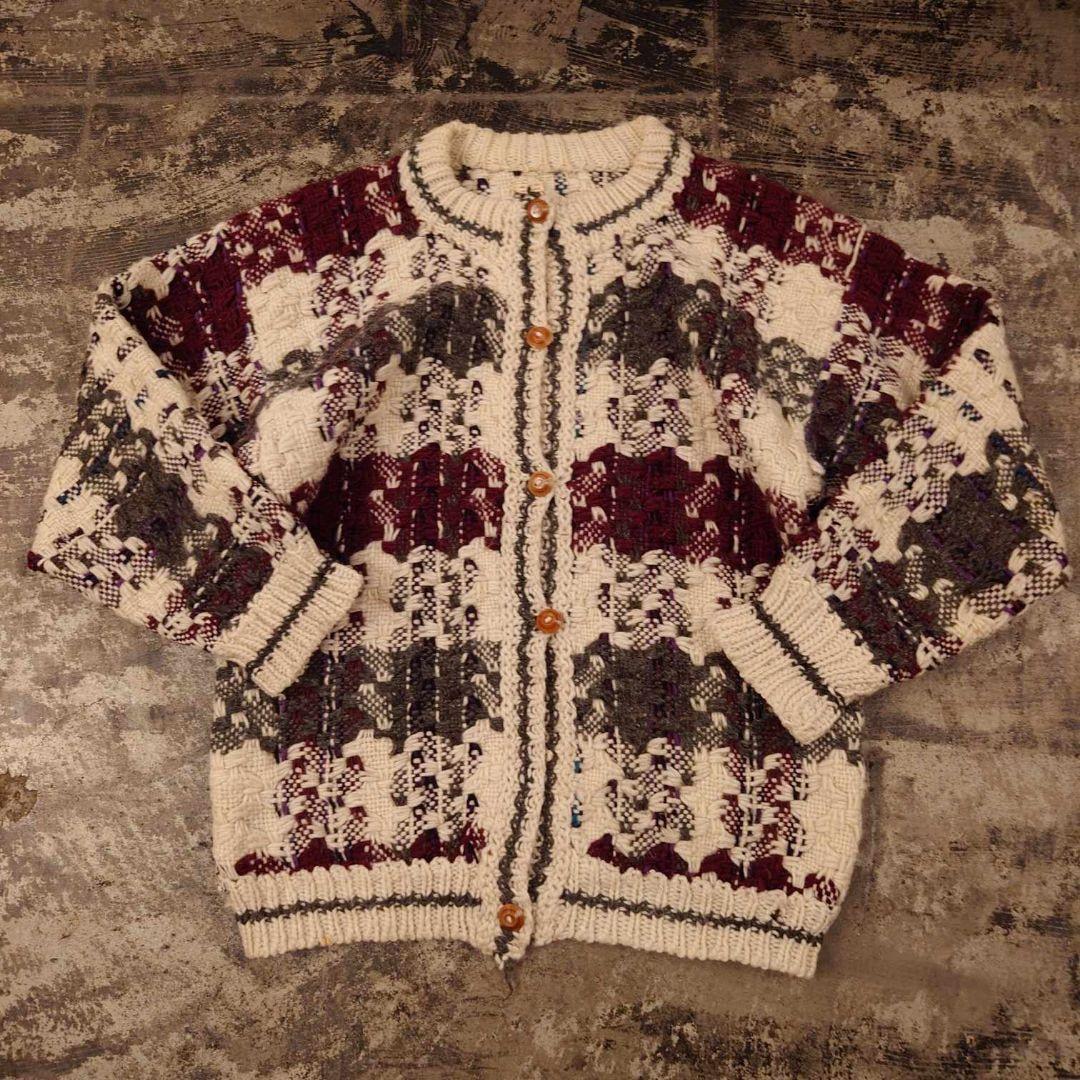 Imbaya エクアドル製 ハンドニットカーディガン ウール100% 4633