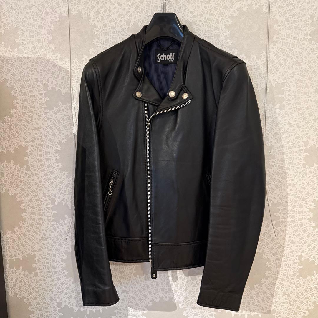 Schott × EDIFICE別注シングルライダースジャケット EDIFICE（エディフィス） 革ジャン ライダース 「Schott × markaware