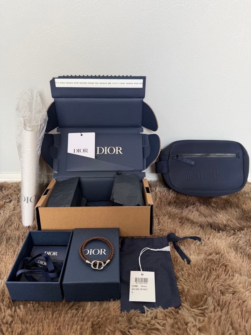 CD Icon ブレイドレザー ダブルブレスレット&クラッチバックセット