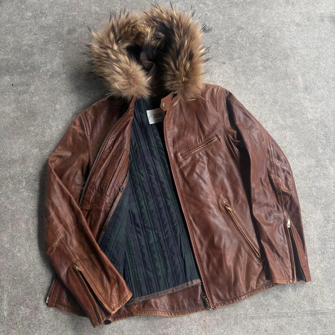 TAKEO KIKUCHI ラムレザー シングルライダースジャケット