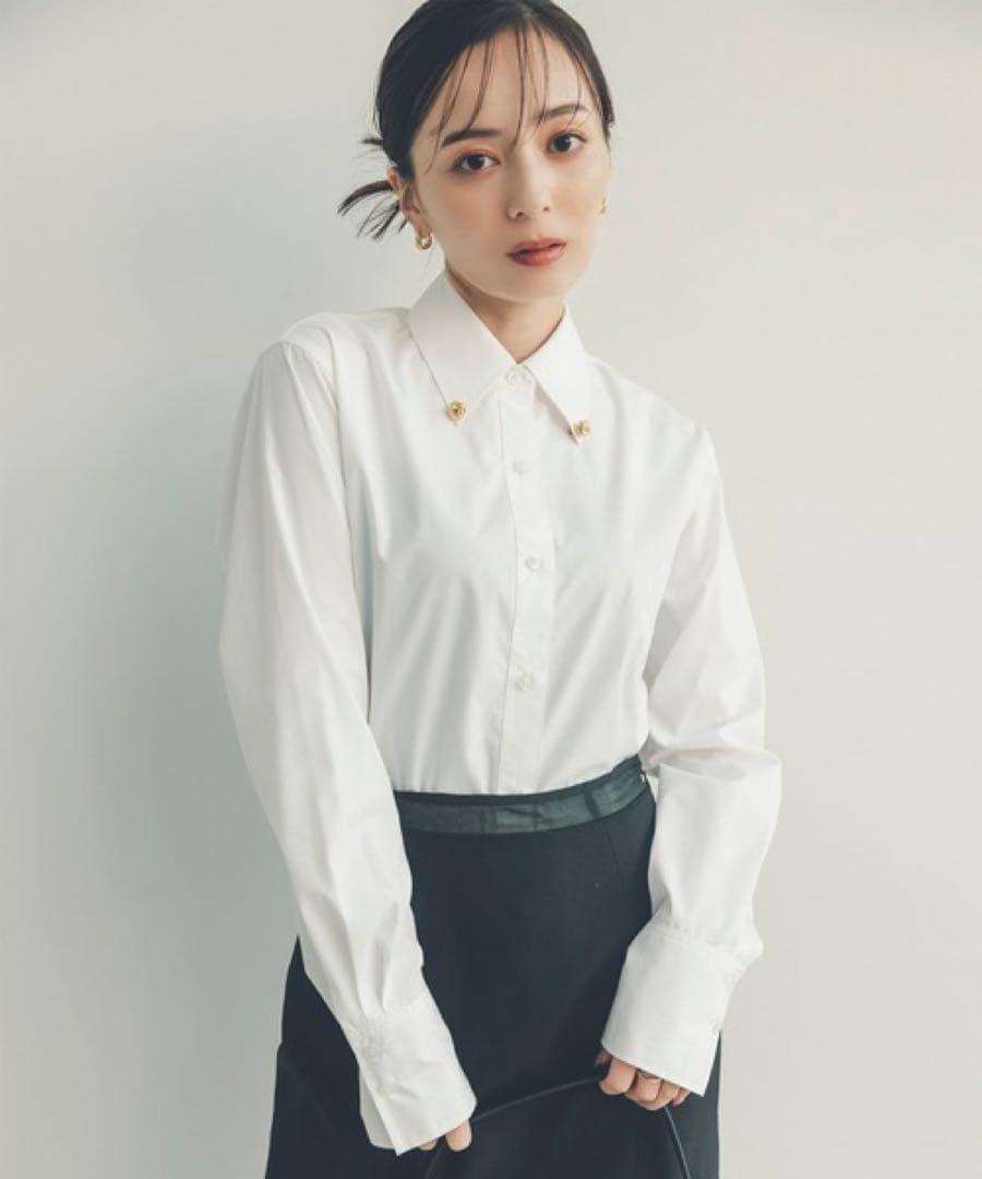 anuans アクセディティールシャツ　ホワイト