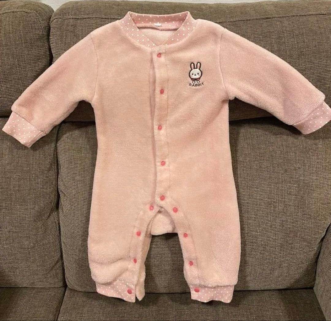 フリースロンパース ピンク うさぎ 80 - メルカリ