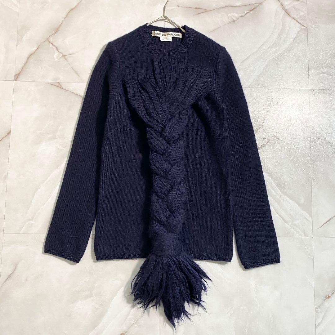 A17609 美品 コムデギャルソン 14AW ケーブルドッキングニット 紺 S