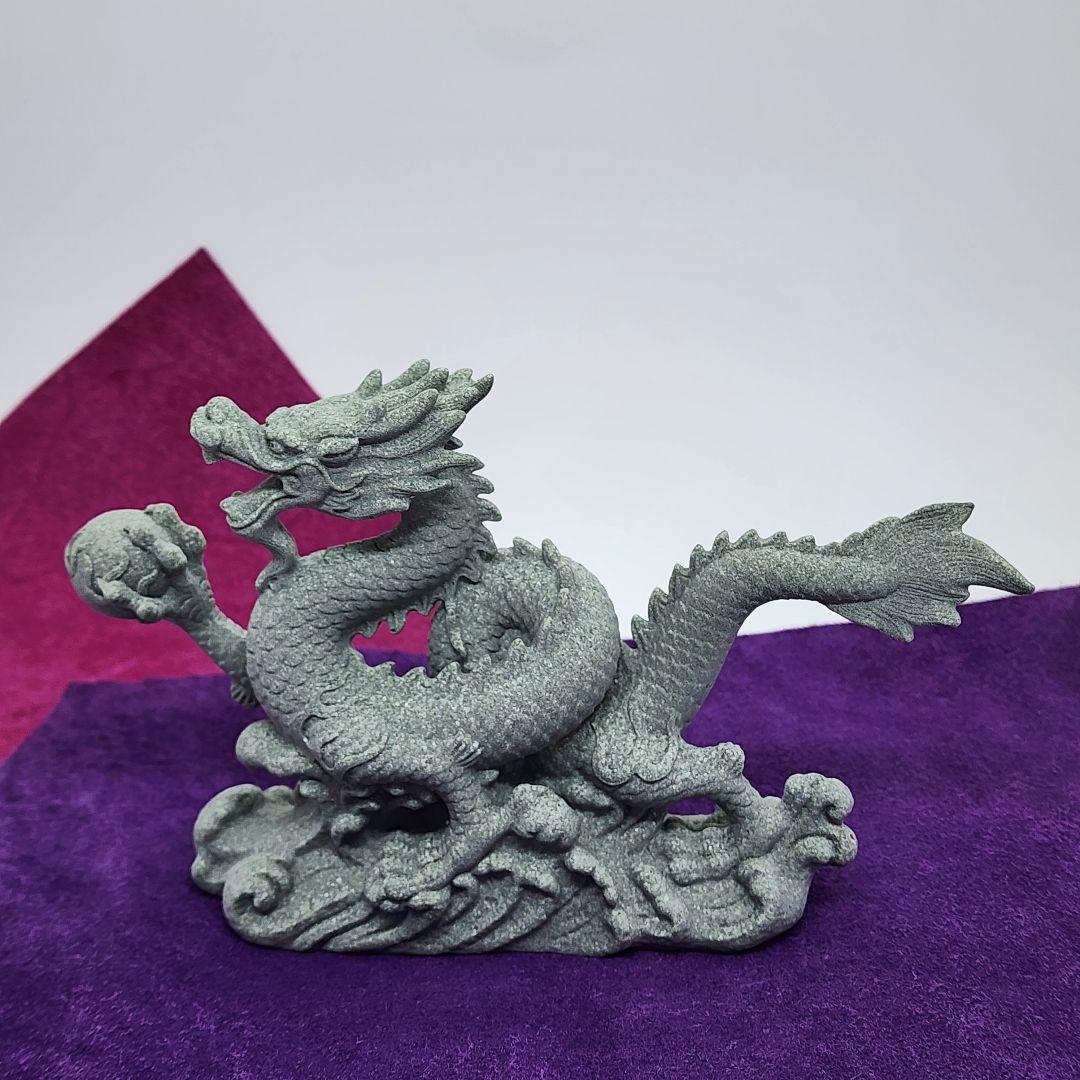 青砂石製 龍の置物／風水／開運／金運アップ／ドラゴンインテリア