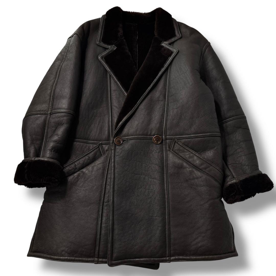 極美品】ＭＯＲＩＨＡＮＡＥ　モリハナエ　ムートンコート　ジャケット　革　ダブル