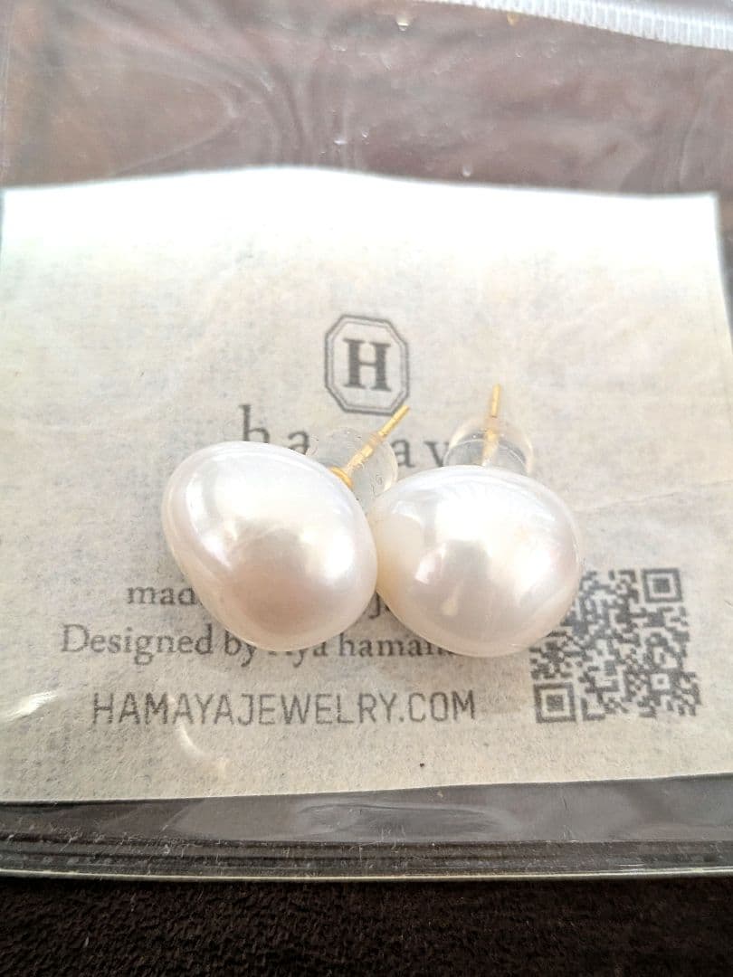 【美品】hamaya 淡水真珠ピアス パールピアス 18k アレルギー 本真珠