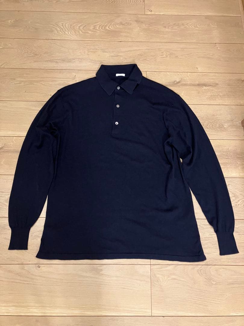 COMOLI コモリ　シルクカシミアニットポロ　ネイビー　2 COMOLI コモリ シルクカシミアニットポロ ネイビー 2