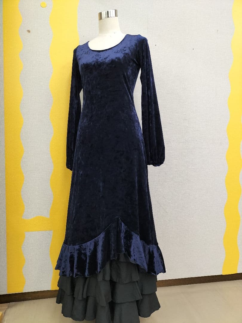 フラメンコ　ワンピース　ネイビーベロアワンピースのみ販売