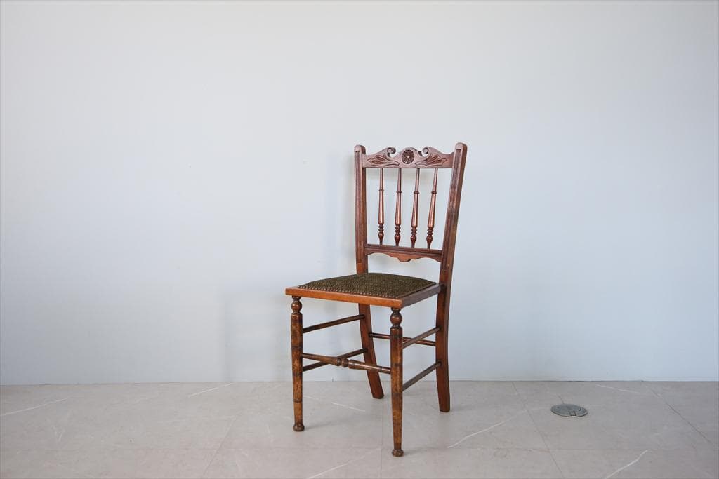 英国アンティーク木製ベッドルームチェア/椅子ダイニングイス飾り棚91-114-1