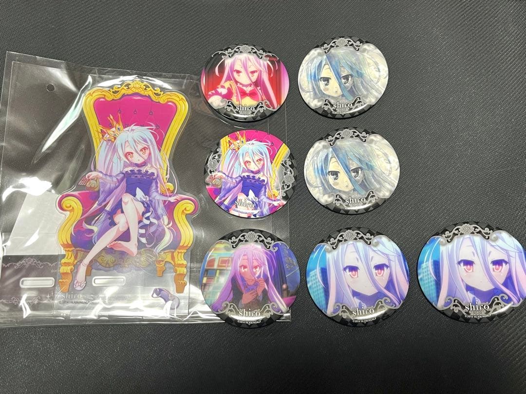 ノーゲーム・ノーライフラッキー缶バッジBOX BIG アクリルスタンド 白