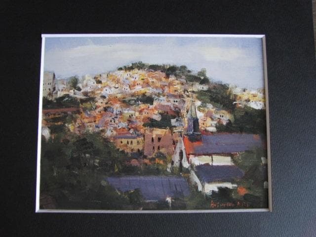 友成晴雄、【黄昏の長崎】、希少な大判額装用画集より、美品、日本人画家