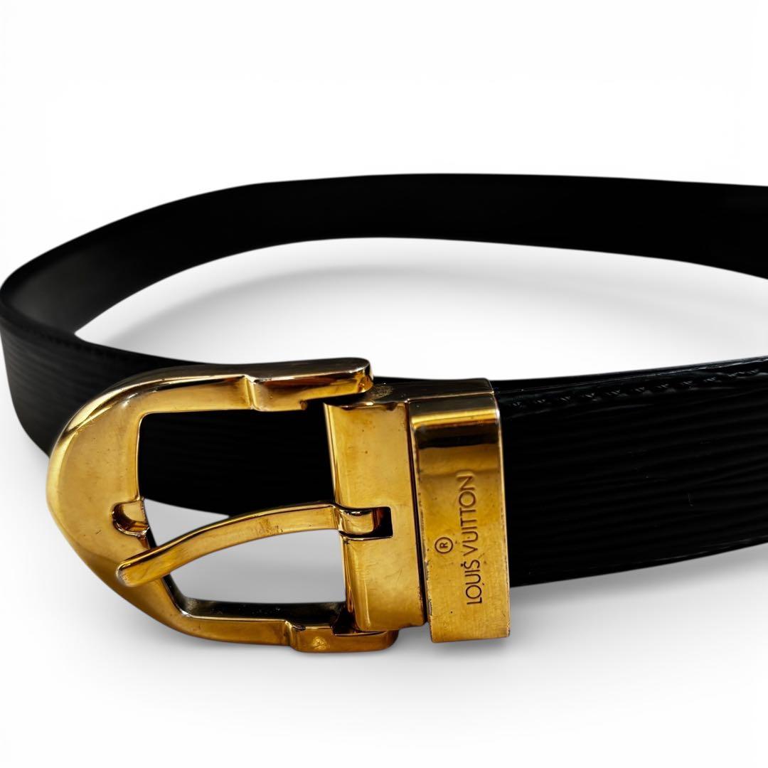 【限界価格/美品】ルイヴィトン エピ ベルト メンズ シリアル有 黒 ゴールド
