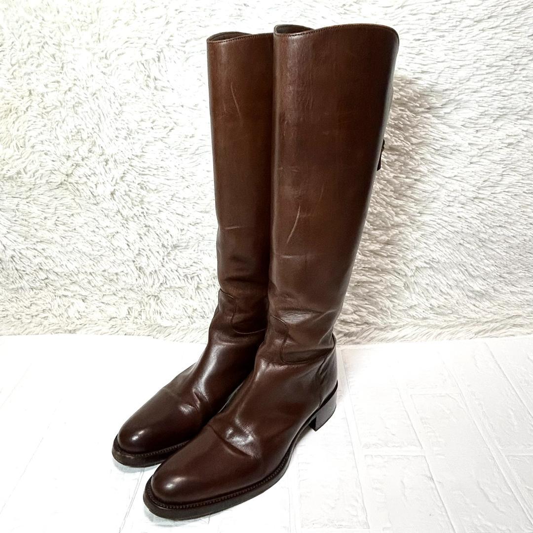 SARTORE　サルトル　乗馬ブーツ　ブラウン　プレーントゥ　23.5 イタリア