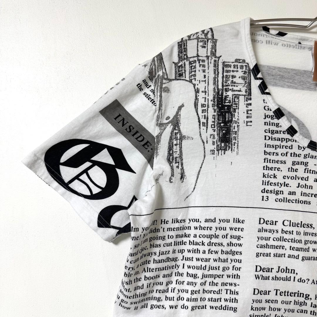 美品 ジョン ガリアーノ ニュースペーパー柄 半袖 Tシャツ 総柄 - メルカリ