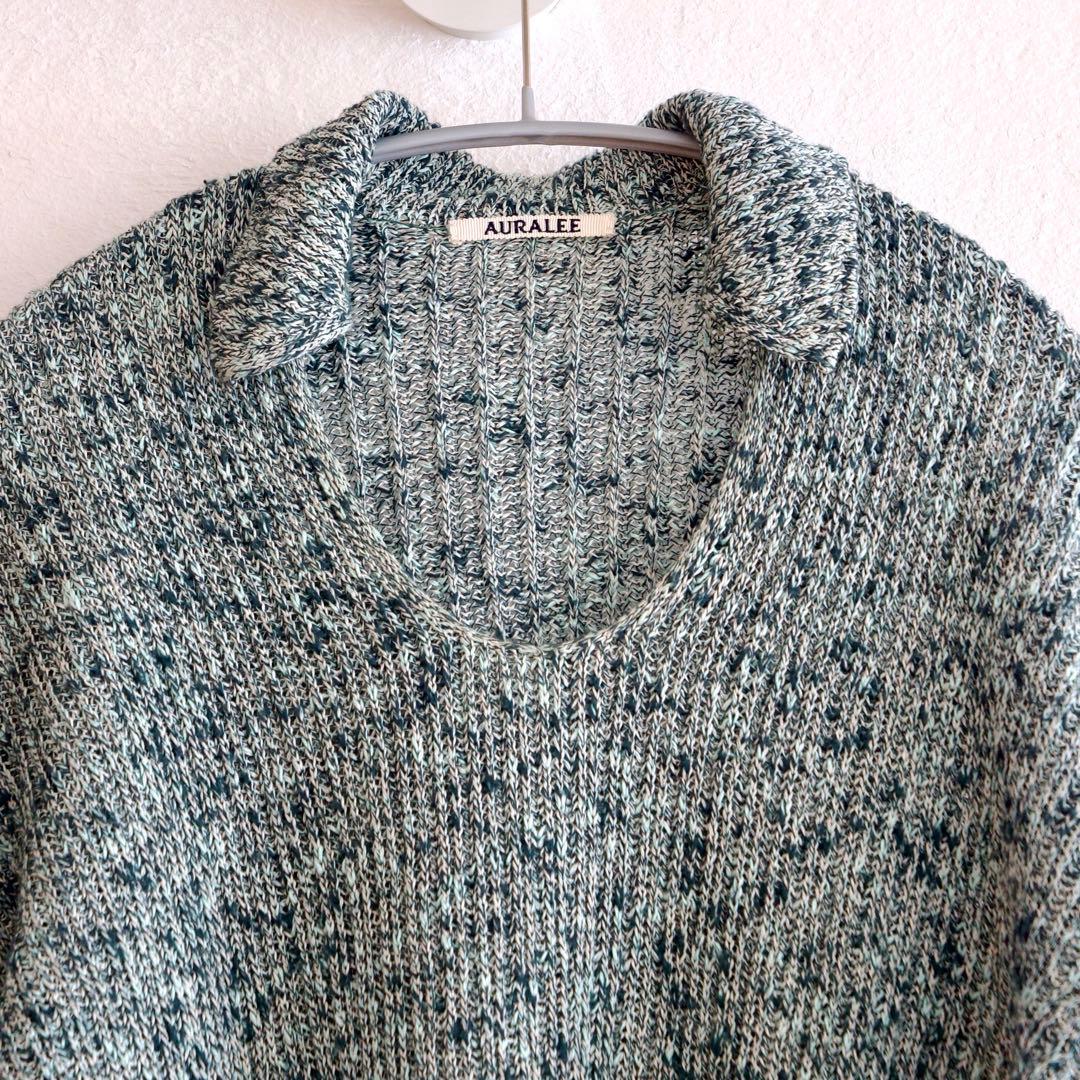 23SS・小松菜奈着用モデル】AURALEE スキッパー ポロ リブ ニット