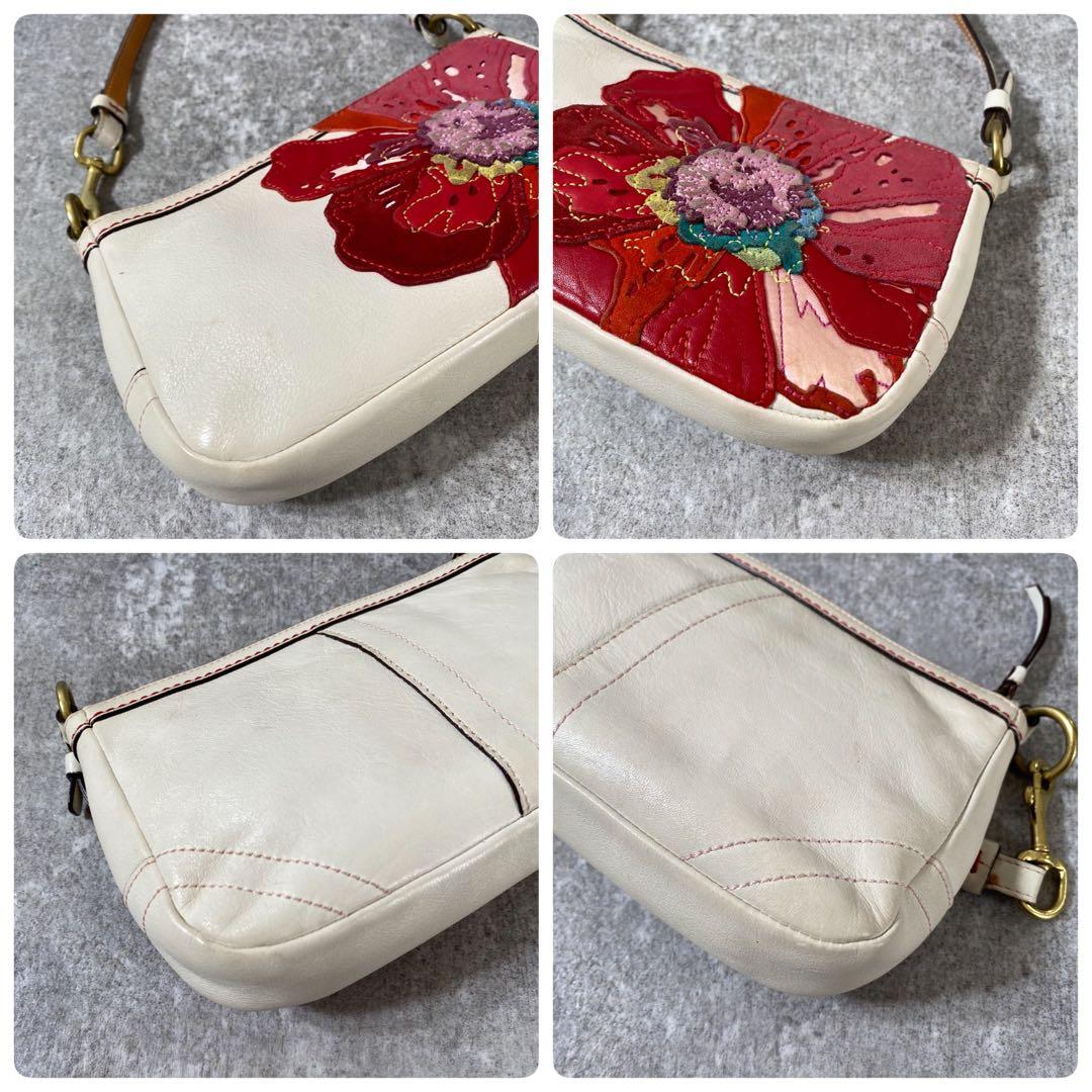 COACH コーチ フラワーモチーフ 刺繍 ハンドバッグ アクセサリーポーチ