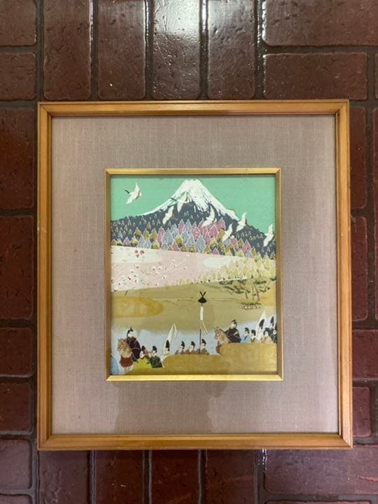 幻想絵画、空飛ぶ画家糸川裕志の富士山曼荼羅の一点、色紙サイズ、