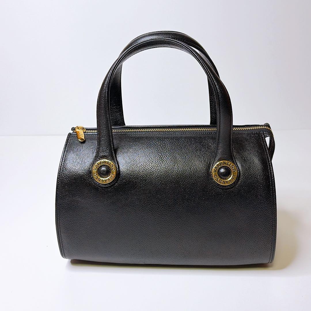 美品】ヴァレンティノ オールレザー 2way ミニボストンバッグ ブラック