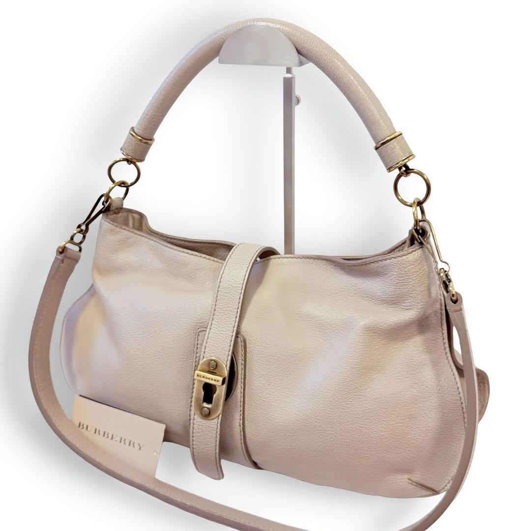 Burberry オールレザー ワンショルダーバック シャドーチェック 2way