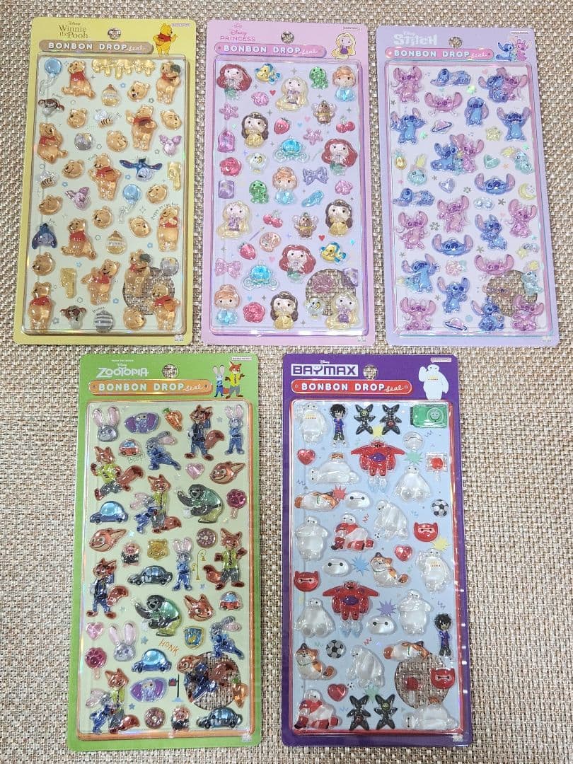 【正規品】ディズニー ボンボンドロップ シール 5種 新品未開封