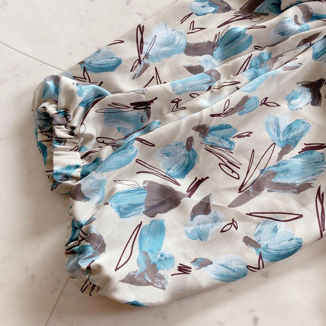 極美品 トゥモローランド ブーゲンビリアプリント ボウタイギャザー