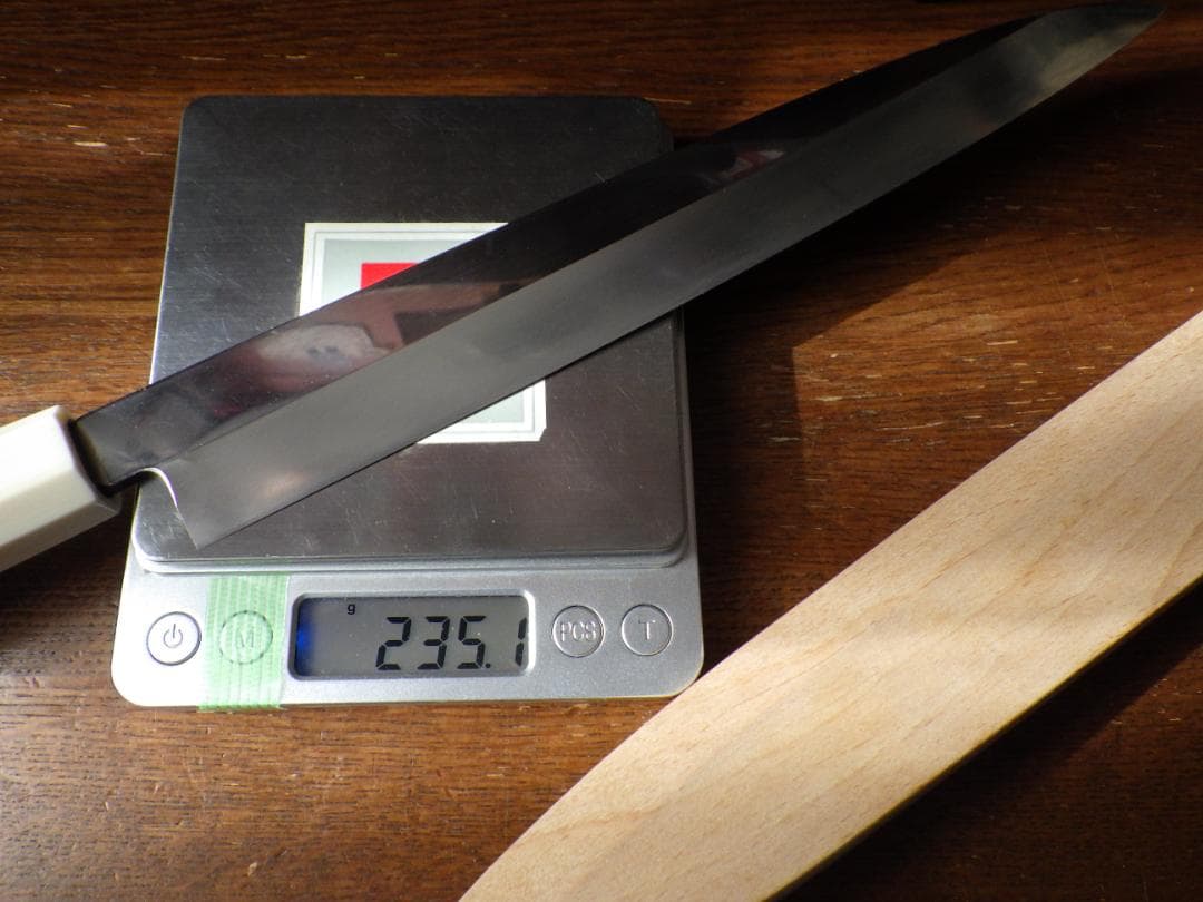 INOX本焼/貞宗/柳刃刺身包丁☆人工象牙カスタム銀巻三段