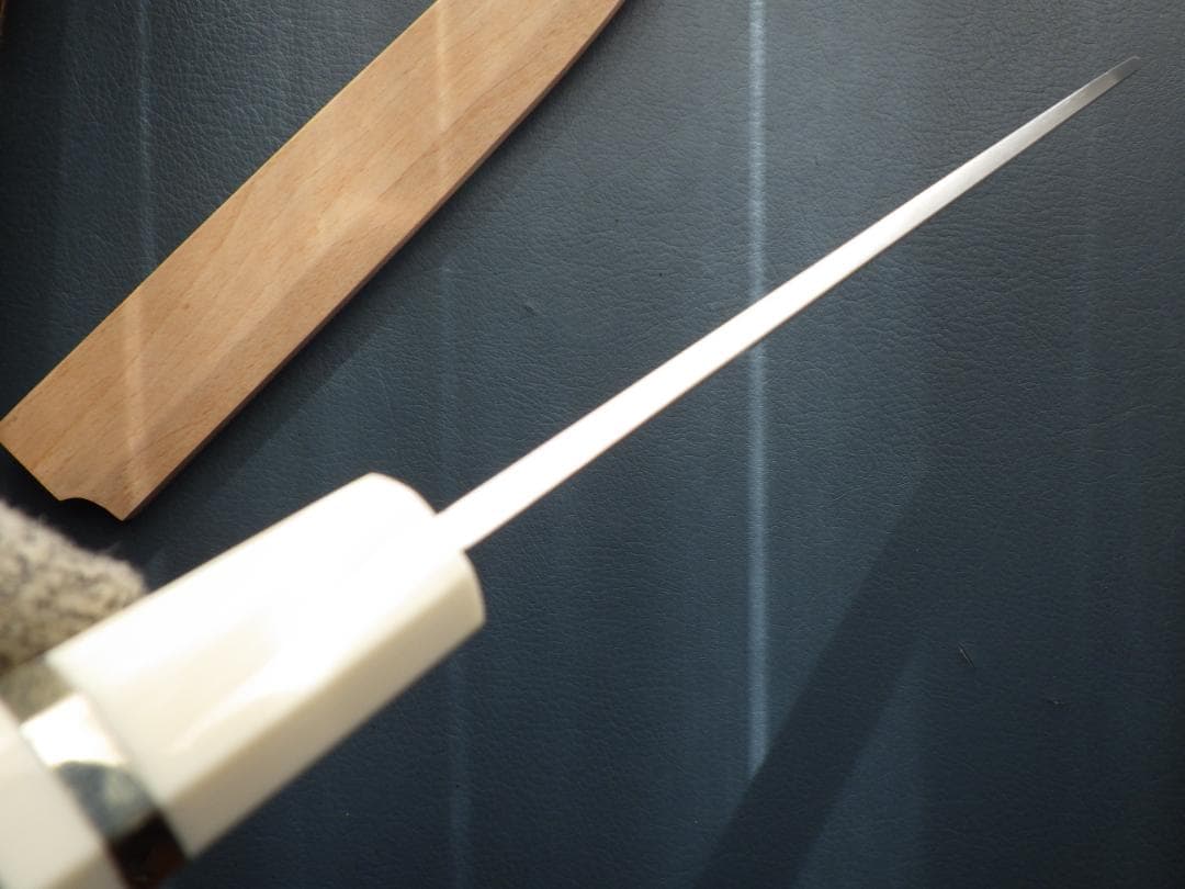 INOX本焼/貞宗/柳刃刺身包丁☆人工象牙カスタム銀巻三段