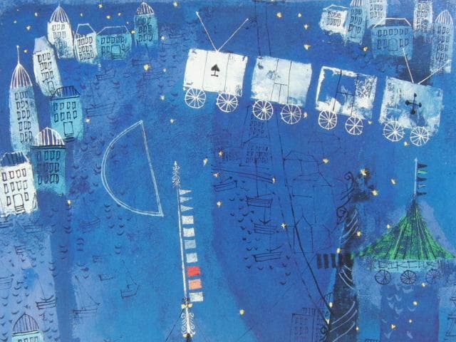 夜行列車」早川 義孝、厳選、希少画集・額装画、新品高級額 額装付